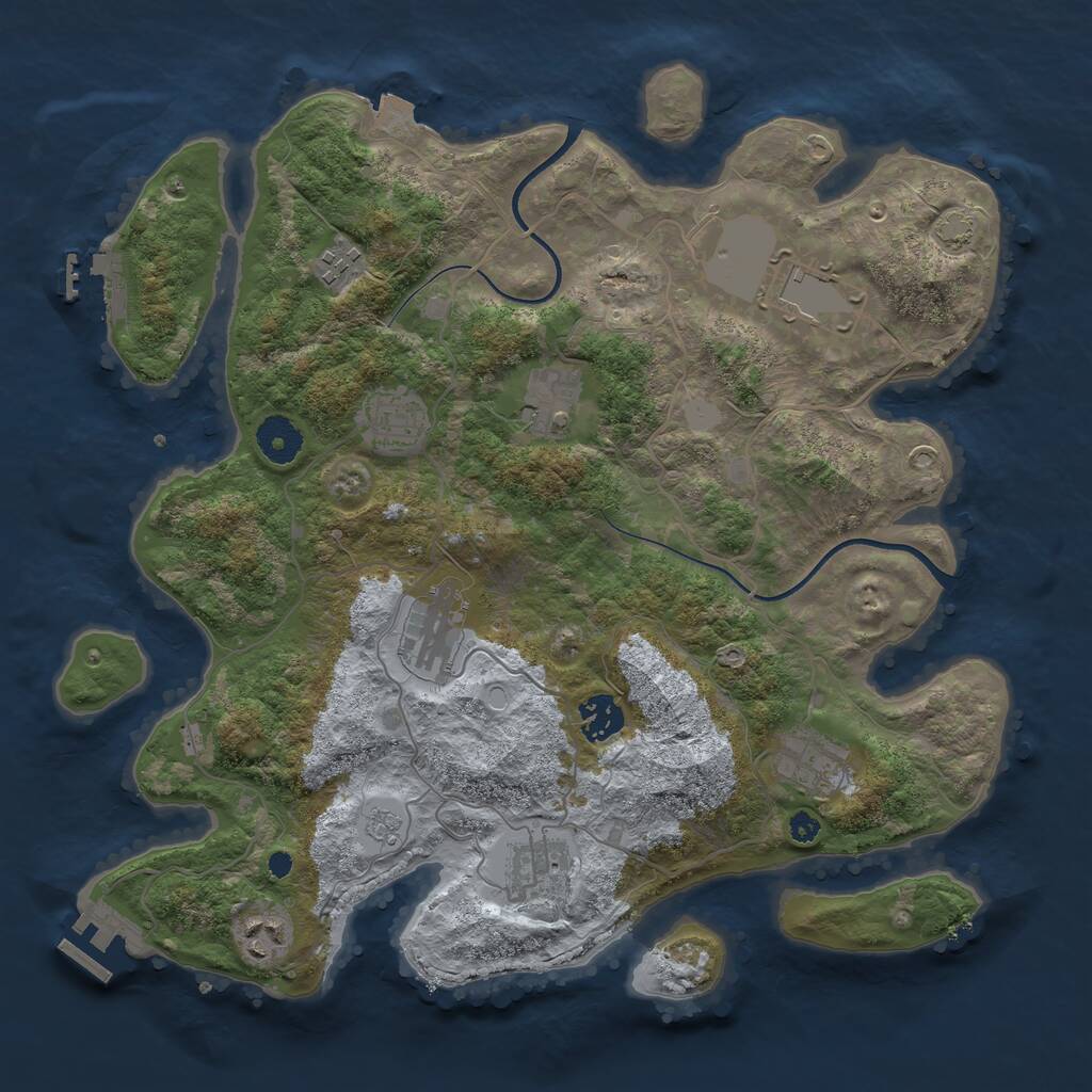 Rust Map: Procedural Map, Size: 3600, Seed: 2101490513, 14 Monuments