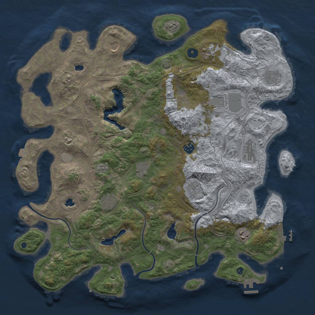 Rust Map: Procedural Map, Size: 4500, Seed: 705432945, 17 Monuments