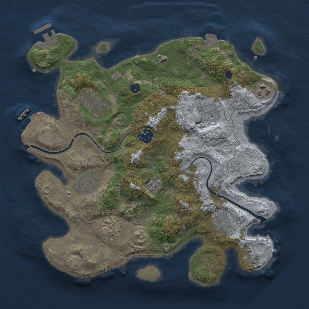 Rust Map: Procedural Map, Size: 3250, Seed: 19854258, 13 Monuments