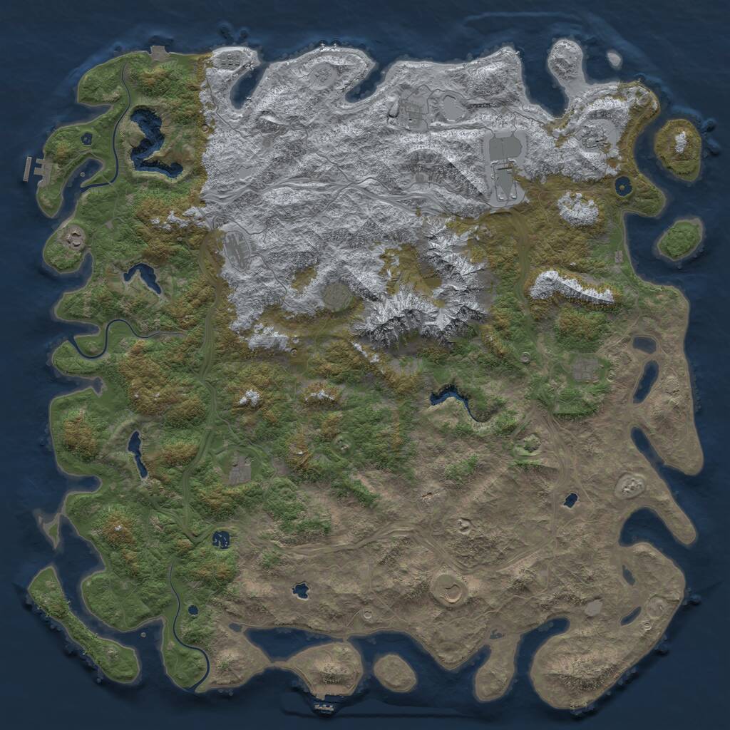 Rust Map: Procedural Map, Size: 6000, Seed: 180482866, 17 Monuments