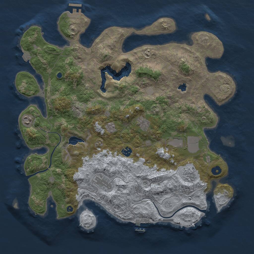 Rust Map: Procedural Map, Size: 4000, Seed: 256256, 13 Monuments