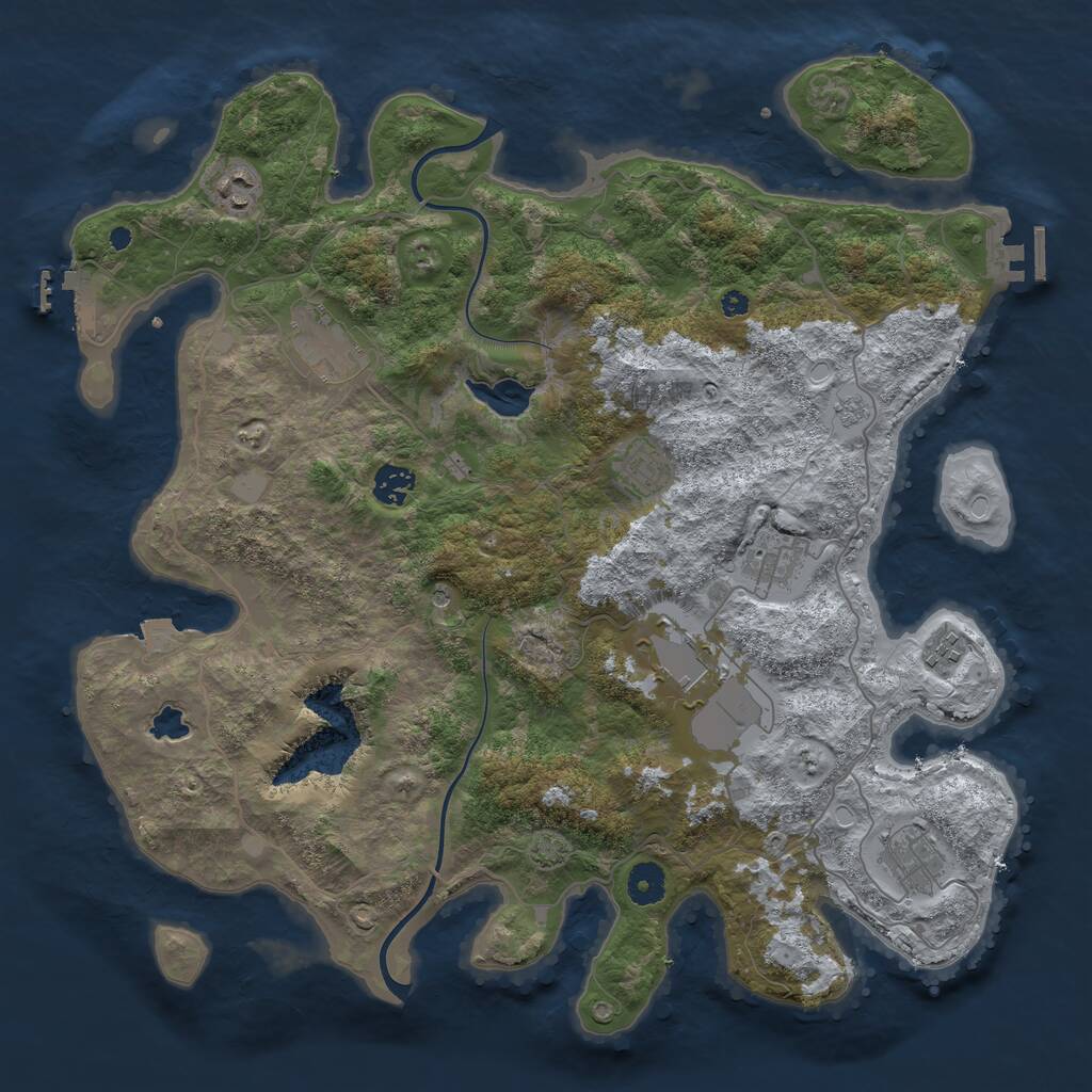 Rust Map: Procedural Map, Size: 4000, Seed: 448127296, 14 Monuments