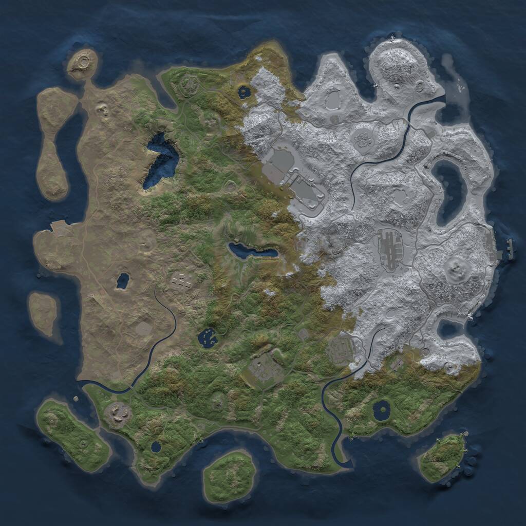 Rust Map: Procedural Map, Size: 4100, Seed: 716514464, 12 Monuments
