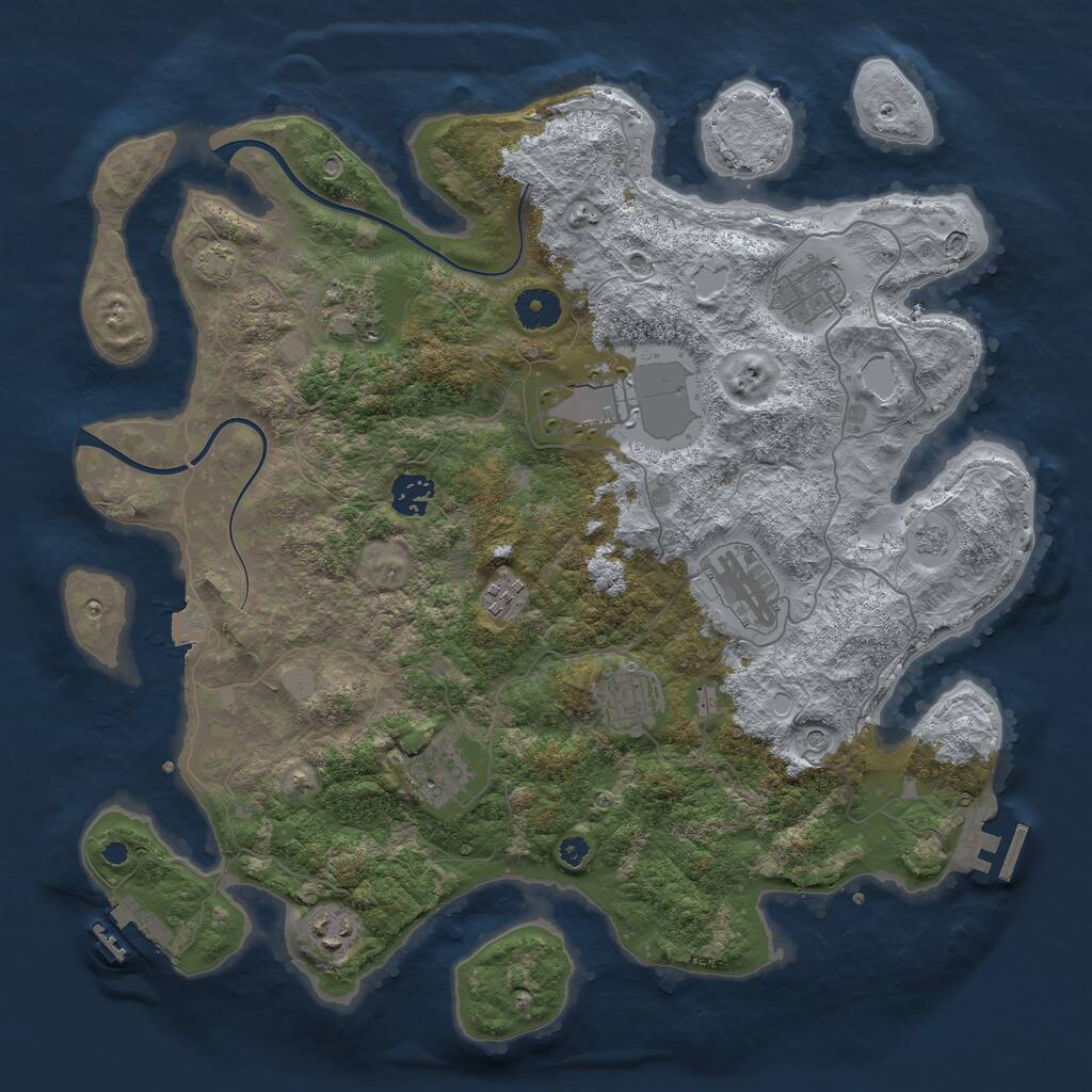 Rust Map: Procedural Map, Size: 3800, Seed: 716514464, 15 Monuments