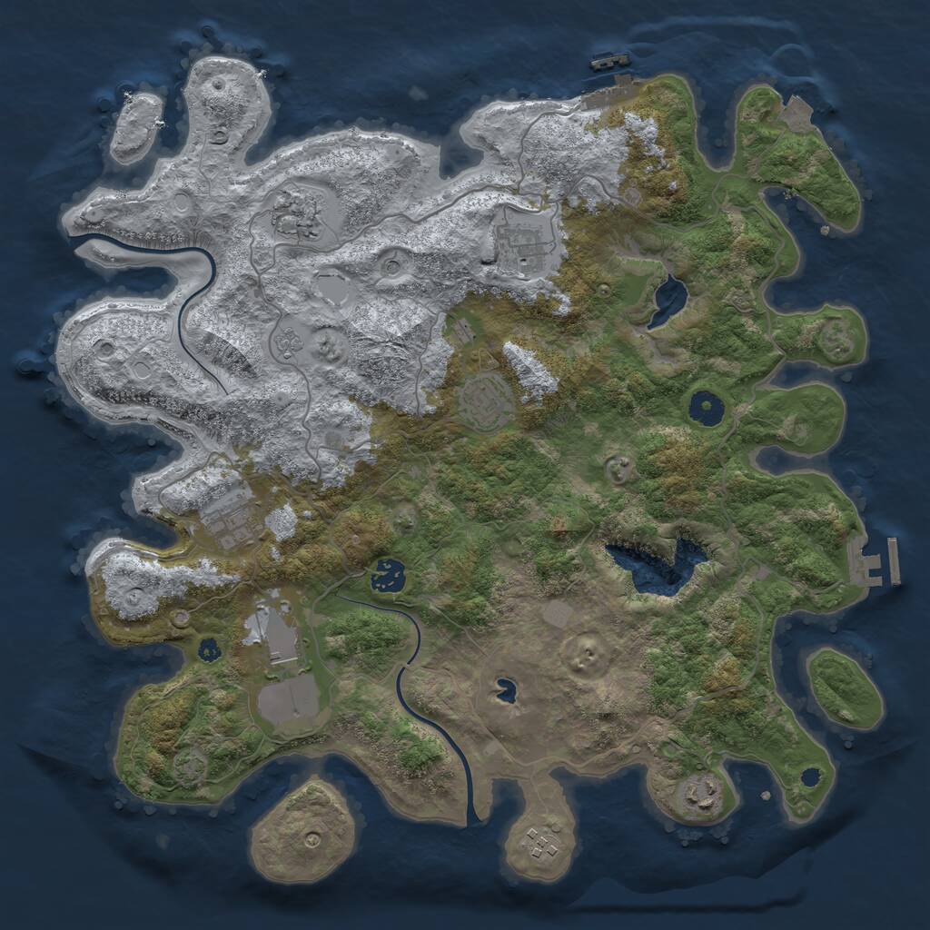 Rust Map: Procedural Map, Size: 4000, Seed: 1265861151, 14 Monuments