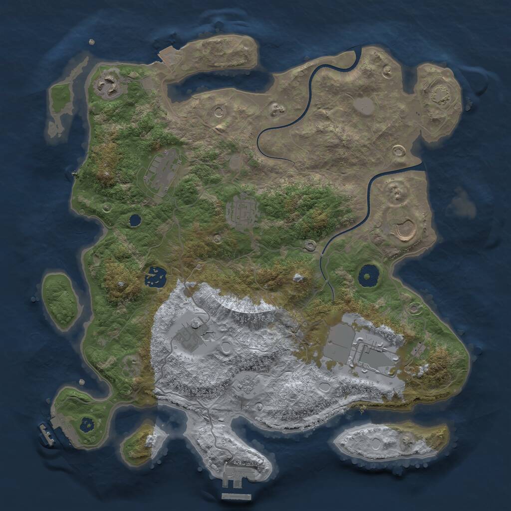 Rust Map: Procedural Map, Size: 3500, Seed: 807894525, 13 Monuments