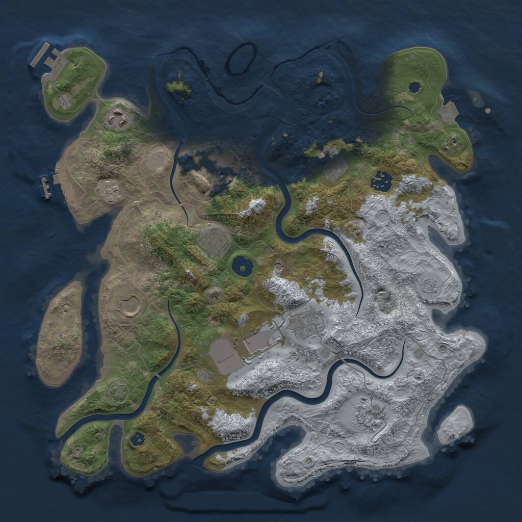 Rust Map: Procedural Map, Size: 3750, Seed: 1930956008, 16 Monuments