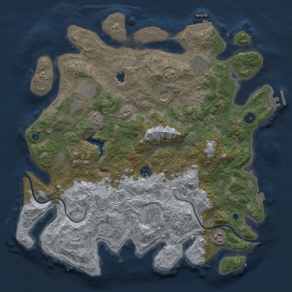 Rust Map: Procedural Map, Size: 4000, Seed: 880153557, 13 Monuments