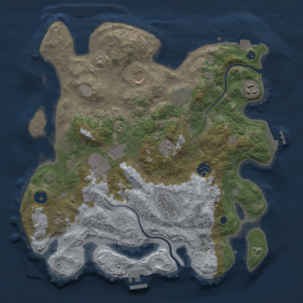 Rust Map: Procedural Map, Size: 3500, Seed: 1314265032, 14 Monuments
