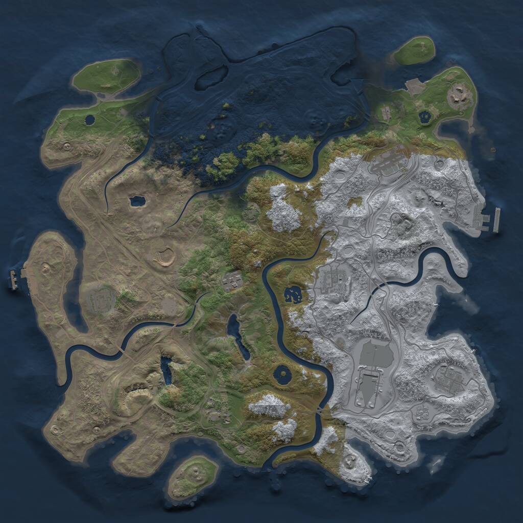 Rust Map: Procedural Map, Size: 4250, Seed: 839362580, 16 Monuments