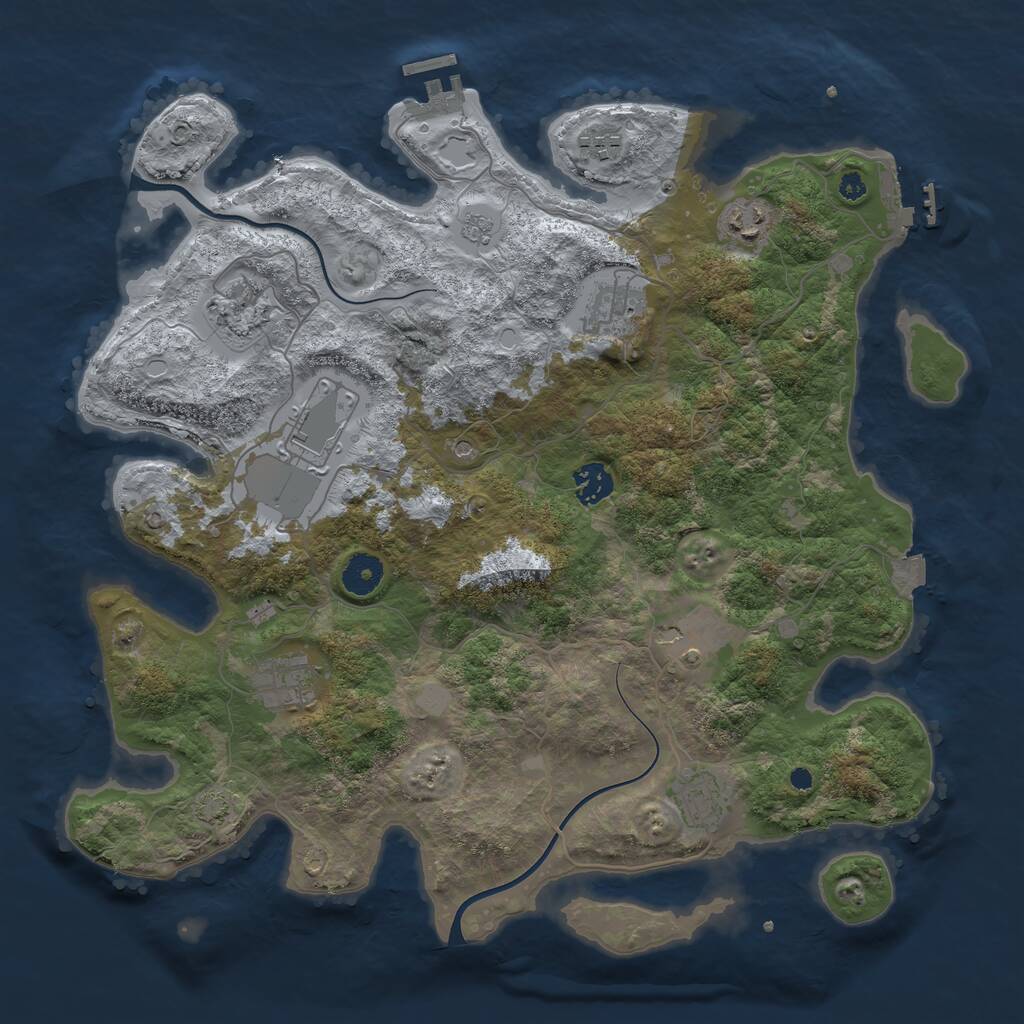 Rust Map: Procedural Map, Size: 3800, Seed: 1070674567, 15 Monuments