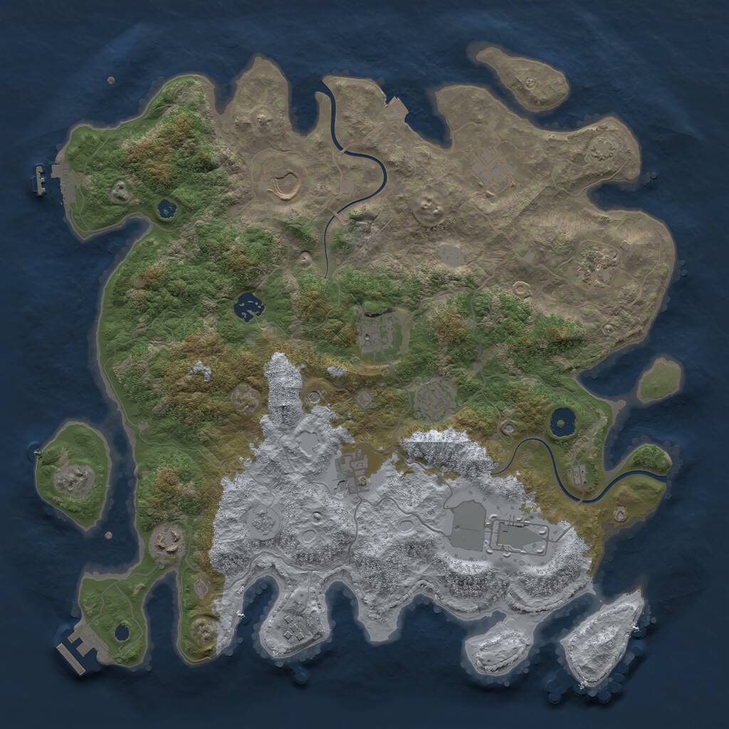 Rust Map: Procedural Map, Size: 3950, Seed: 293323, 16 Monuments
