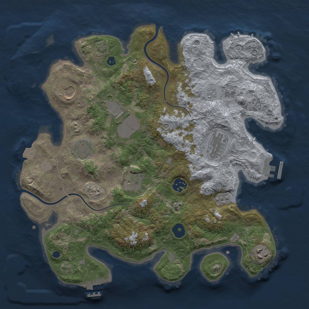 Rust Map: Procedural Map, Size: 3500, Seed: 1058095820, 14 Monuments