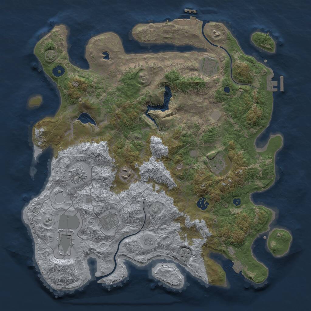 Rust Map: Procedural Map, Size: 4000, Seed: 426939441, 14 Monuments