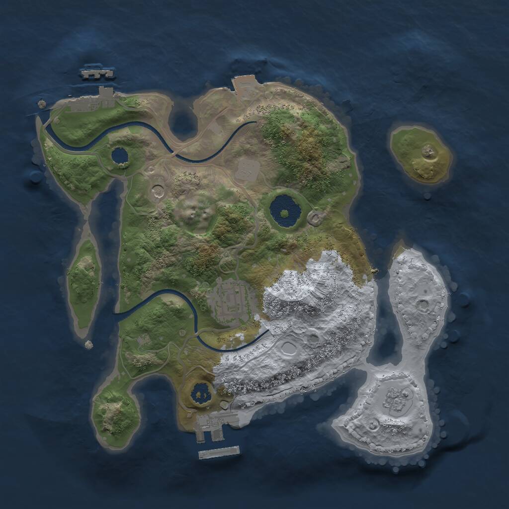 Rust Map: Procedural Map, Size: 2500, Seed: 34534952, 6 Monuments