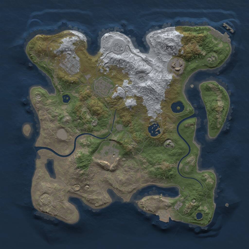 Rust Map: Procedural Map, Size: 3000, Seed: 777666, 10 Monuments