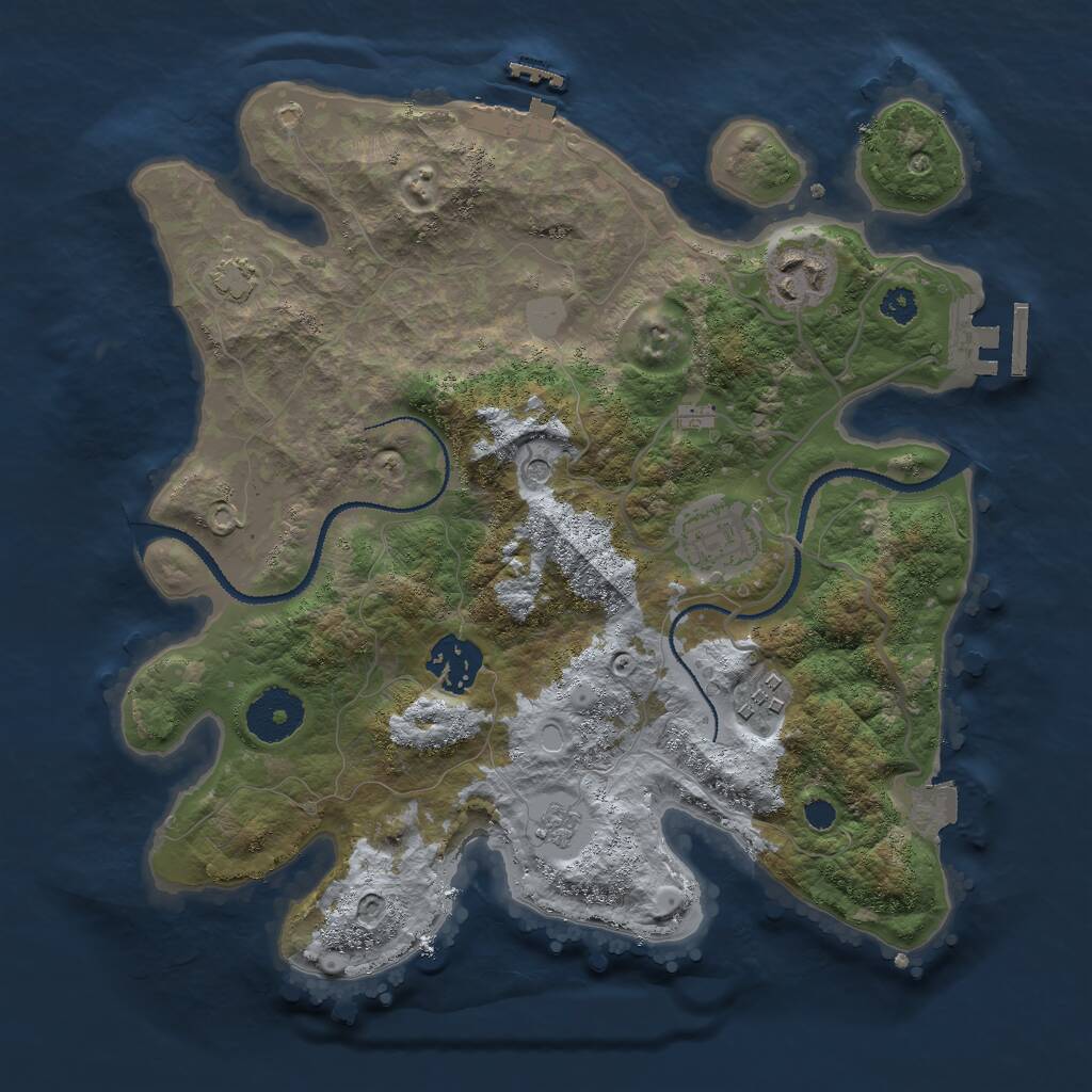 Rust Map: Procedural Map, Size: 3000, Seed: 1160428546, 10 Monuments