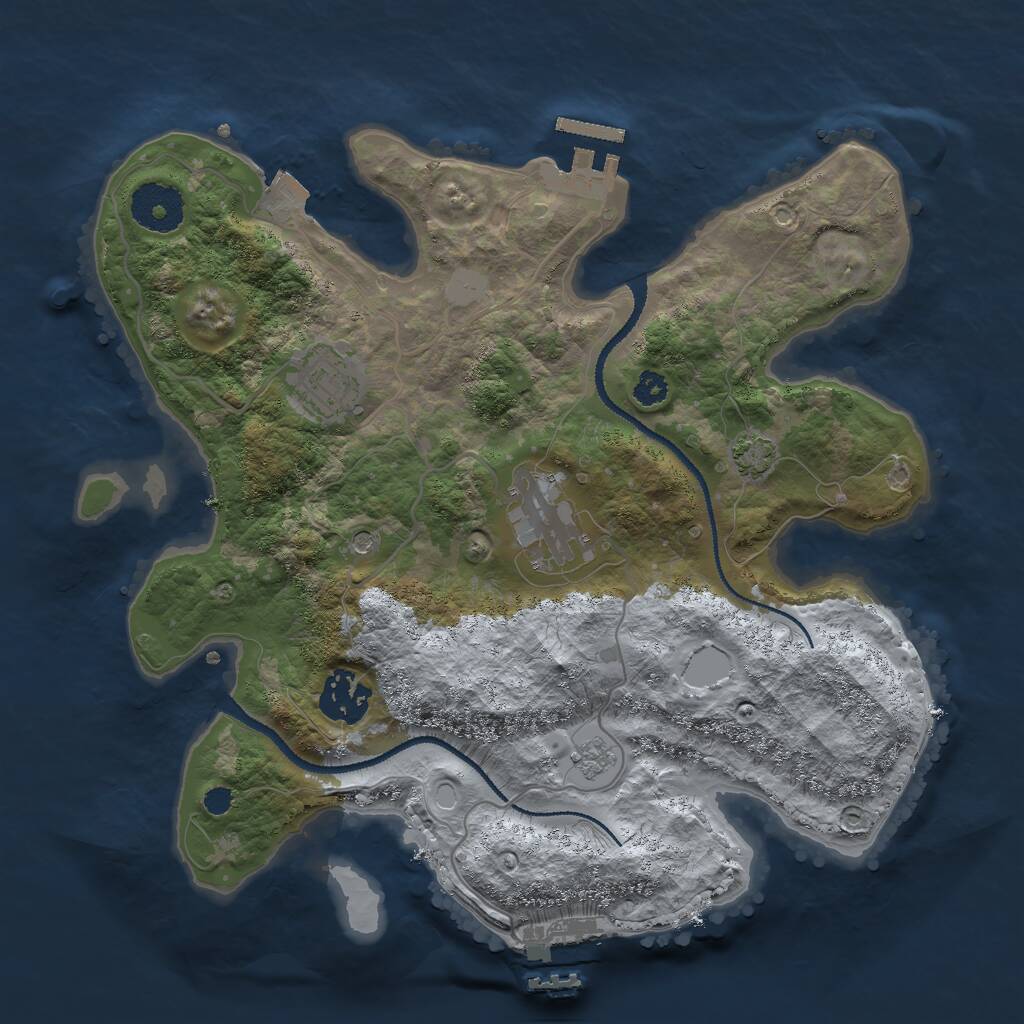 Rust Map: Procedural Map, Size: 3000, Seed: 740246176, 9 Monuments