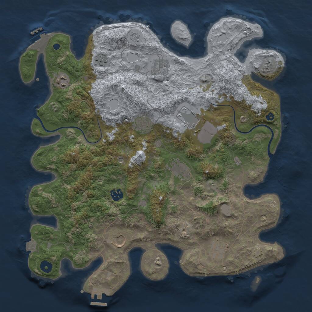 Rust Map: Procedural Map, Size: 3850, Seed: 342901788, 15 Monuments