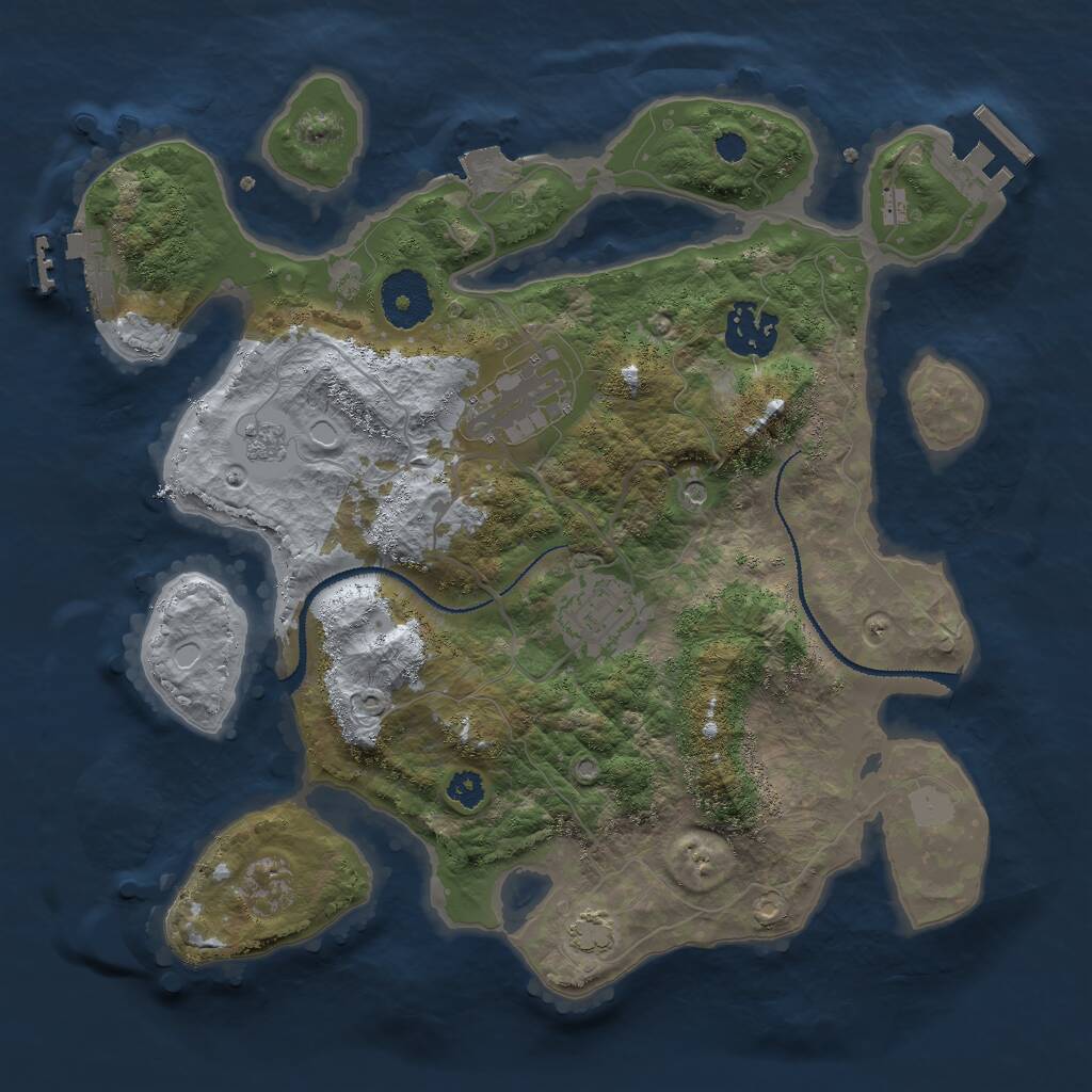 Rust Map: Procedural Map, Size: 3000, Seed: 1901181122, 9 Monuments