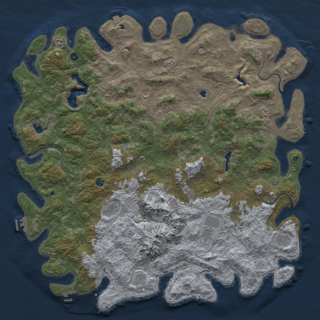 Rust Map: Procedural Map, Size: 6000, Seed: 945888536, 17 Monuments