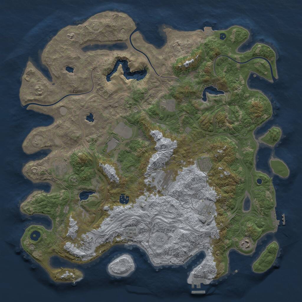 Rust Map: Procedural Map, Size: 4500, Seed: 2023337057, 16 Monuments
