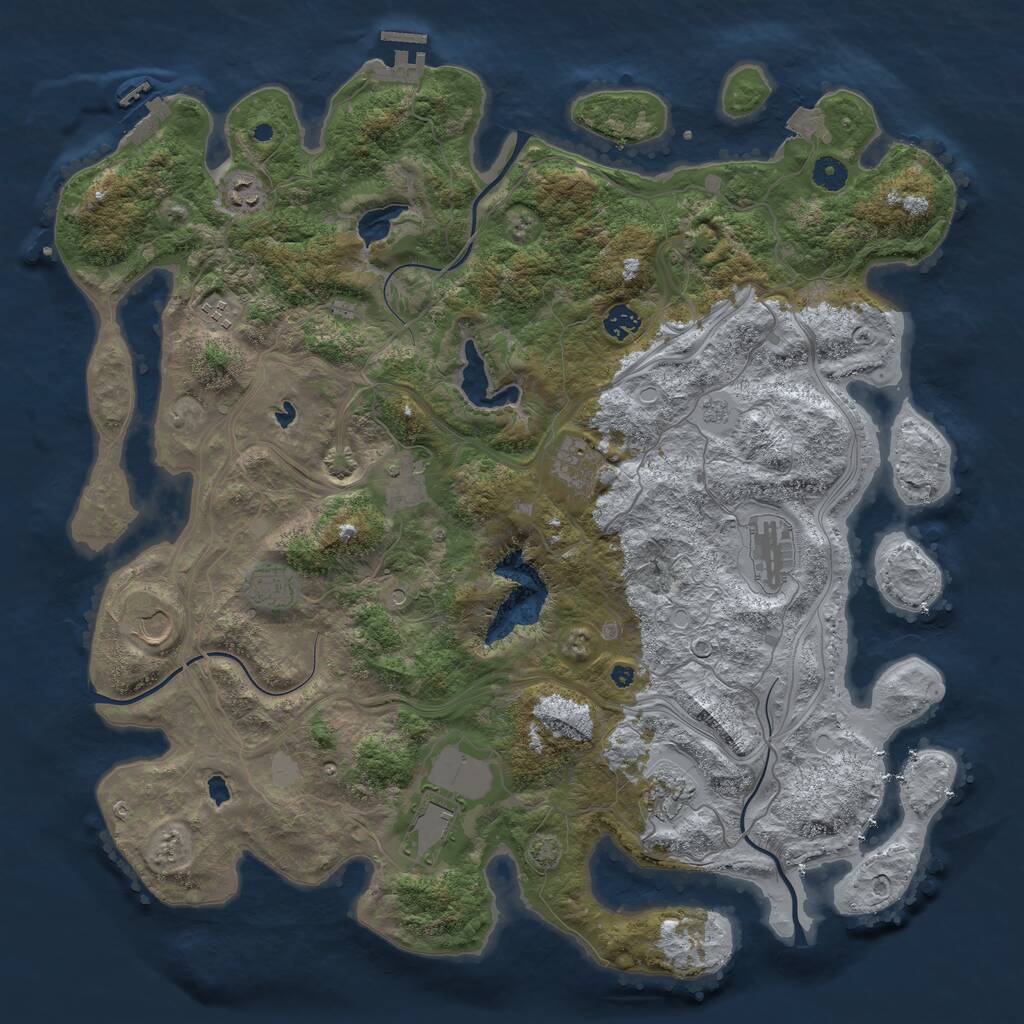 Rust Map: Procedural Map, Size: 4500, Seed: 1910168323, 16 Monuments