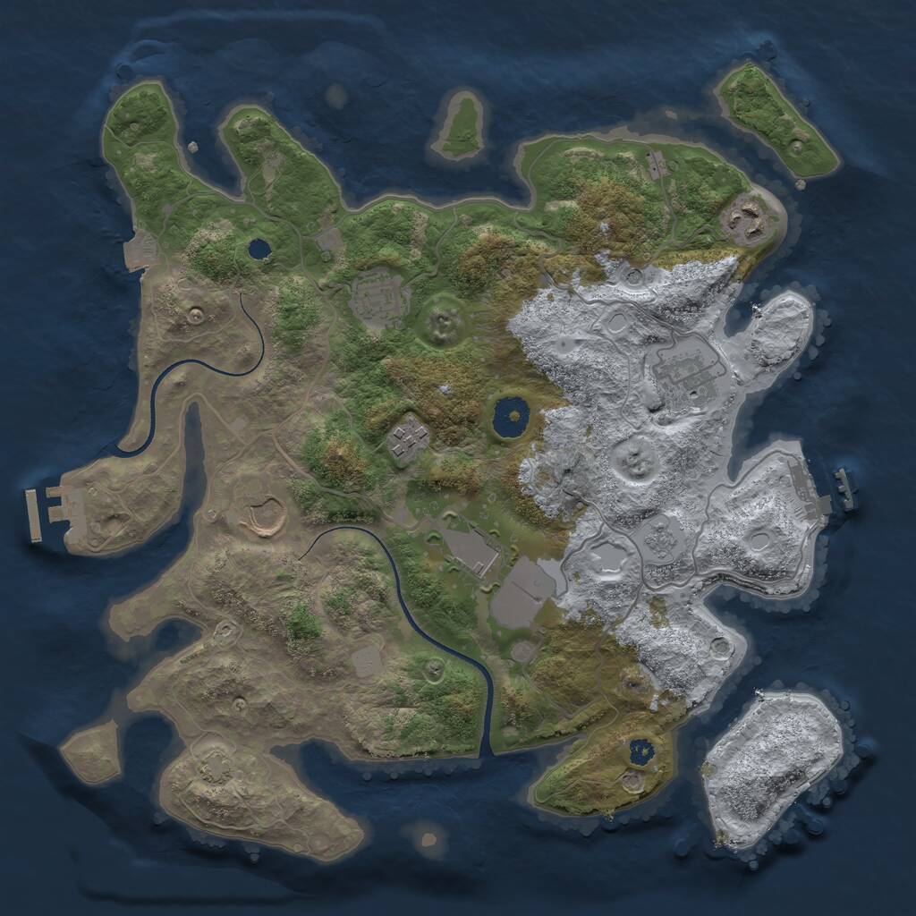 Rust Map: Procedural Map, Size: 3500, Seed: 155339493, 12 Monuments