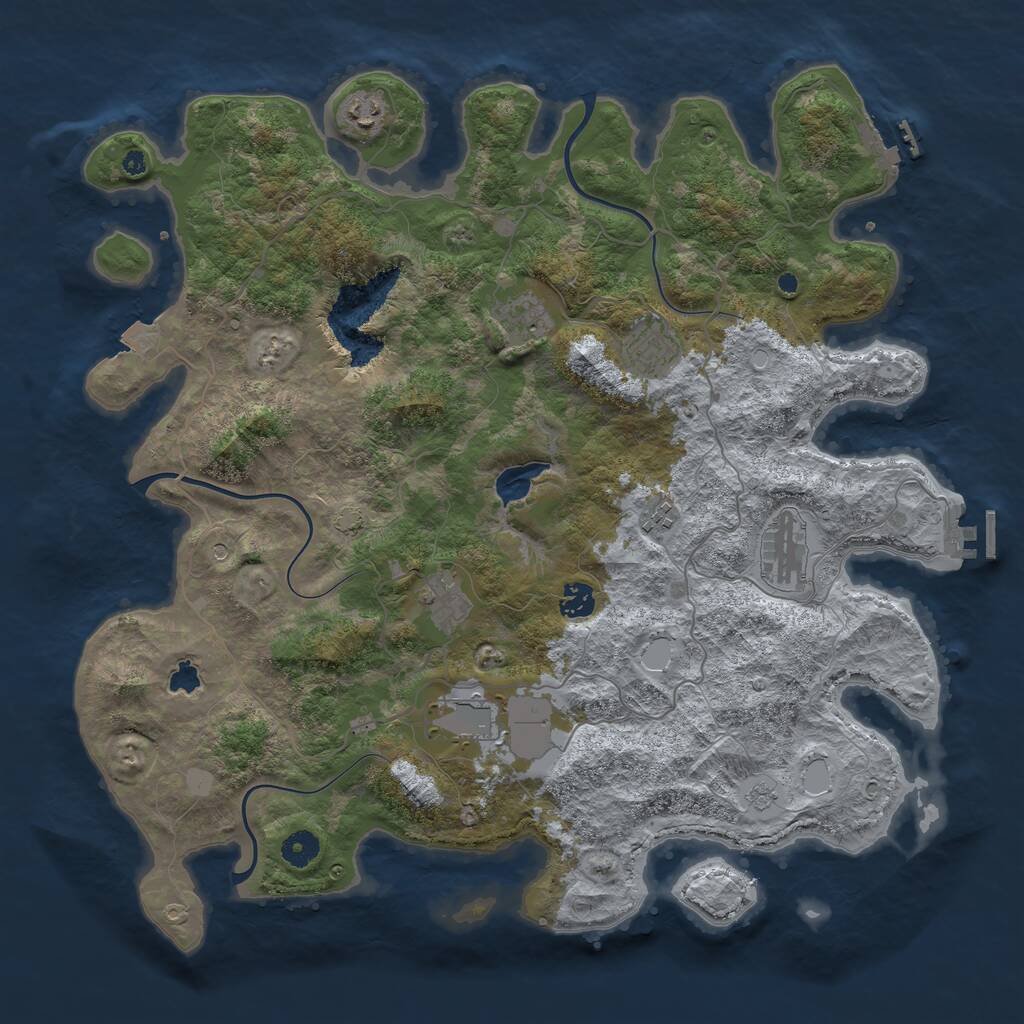 Rust Map: Procedural Map, Size: 4242, Seed: 909508044, 14 Monuments