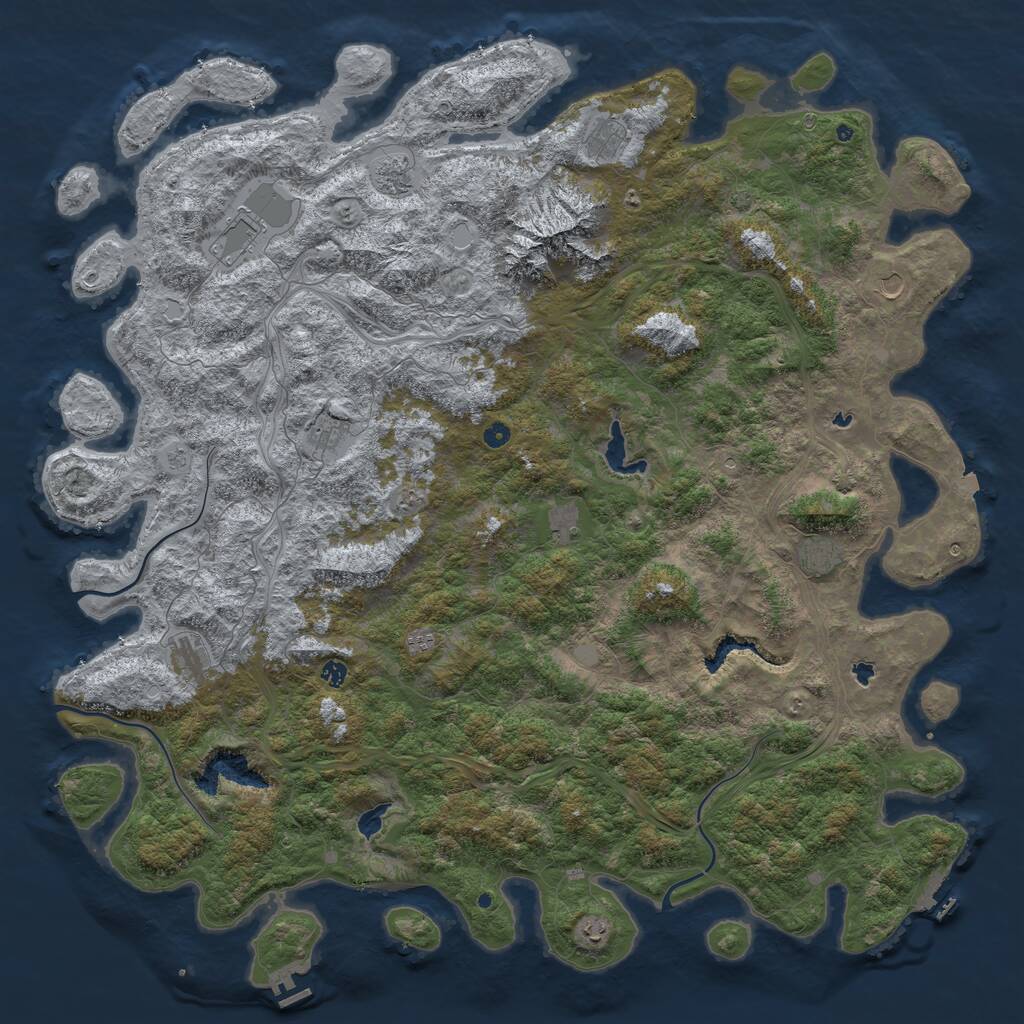 Rust Map: Procedural Map, Size: 6000, Seed: 1758038156, 17 Monuments