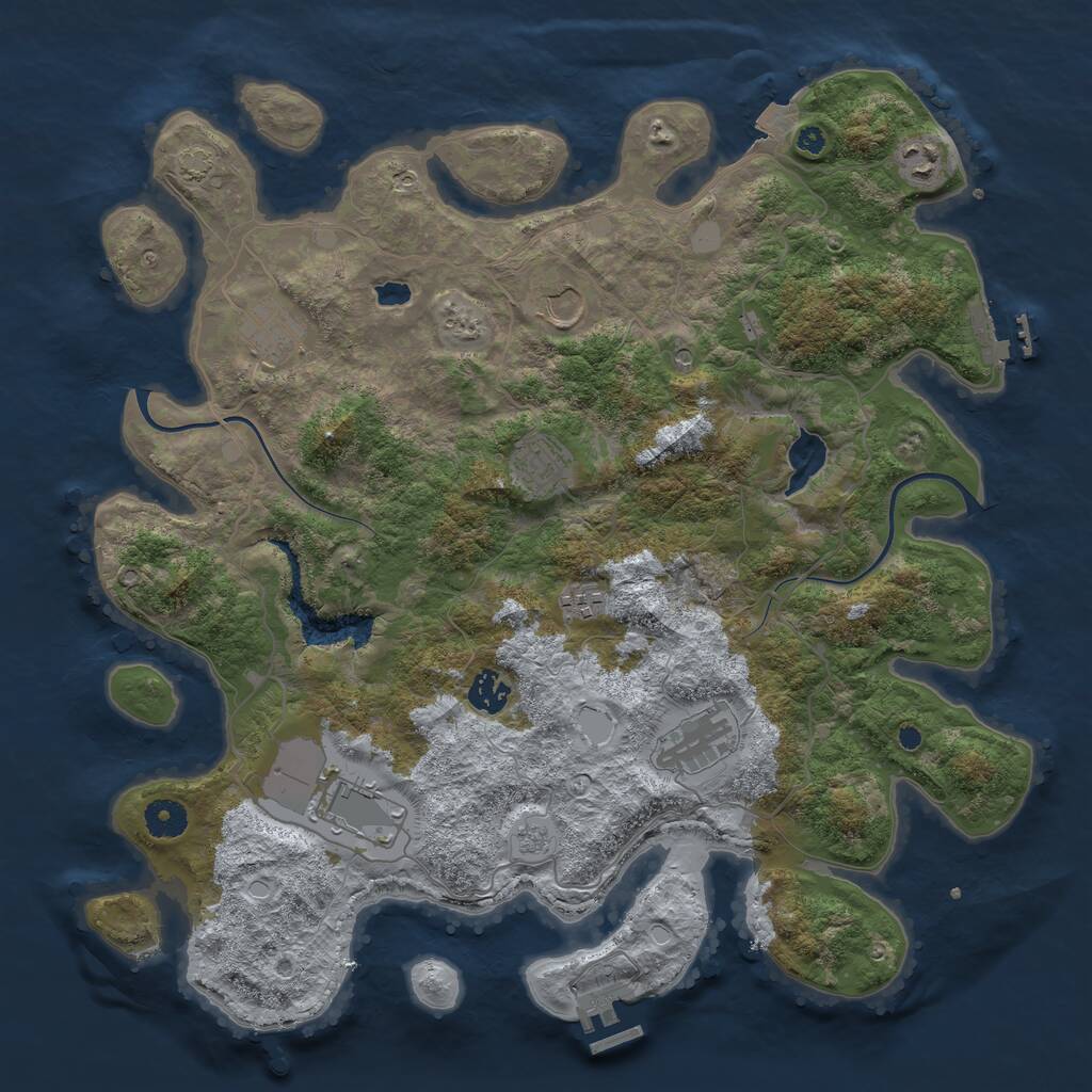 Rust Map: Procedural Map, Size: 4000, Seed: 7894573, 14 Monuments