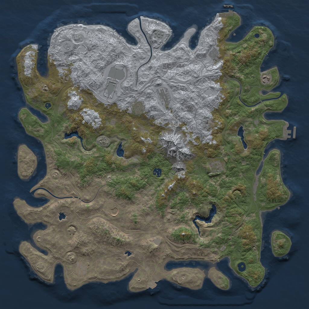 Rust Map: Procedural Map, Size: 5250, Seed: 73519503, 17 Monuments