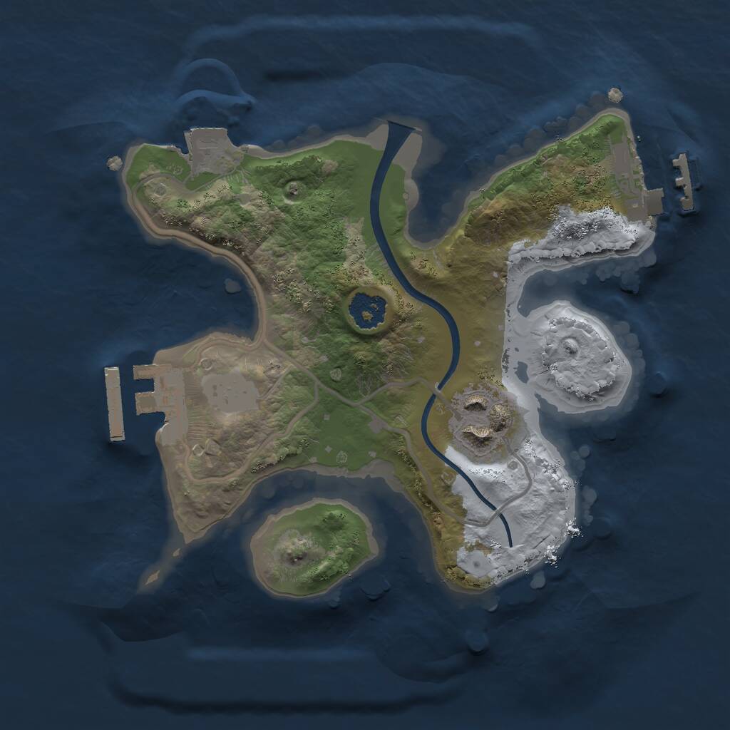 Rust Map: Procedural Map, Size: 2000, Seed: 2239341, 4 Monuments