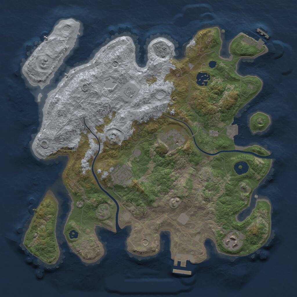 Rust Map: Procedural Map, Size: 3250, Seed: 1057722173, 11 Monuments