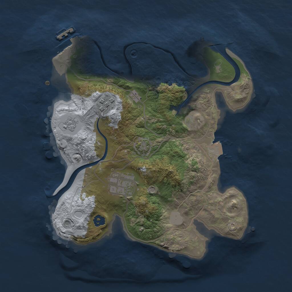Rust Map: Procedural Map, Size: 2500, Seed: 23456, 6 Monuments