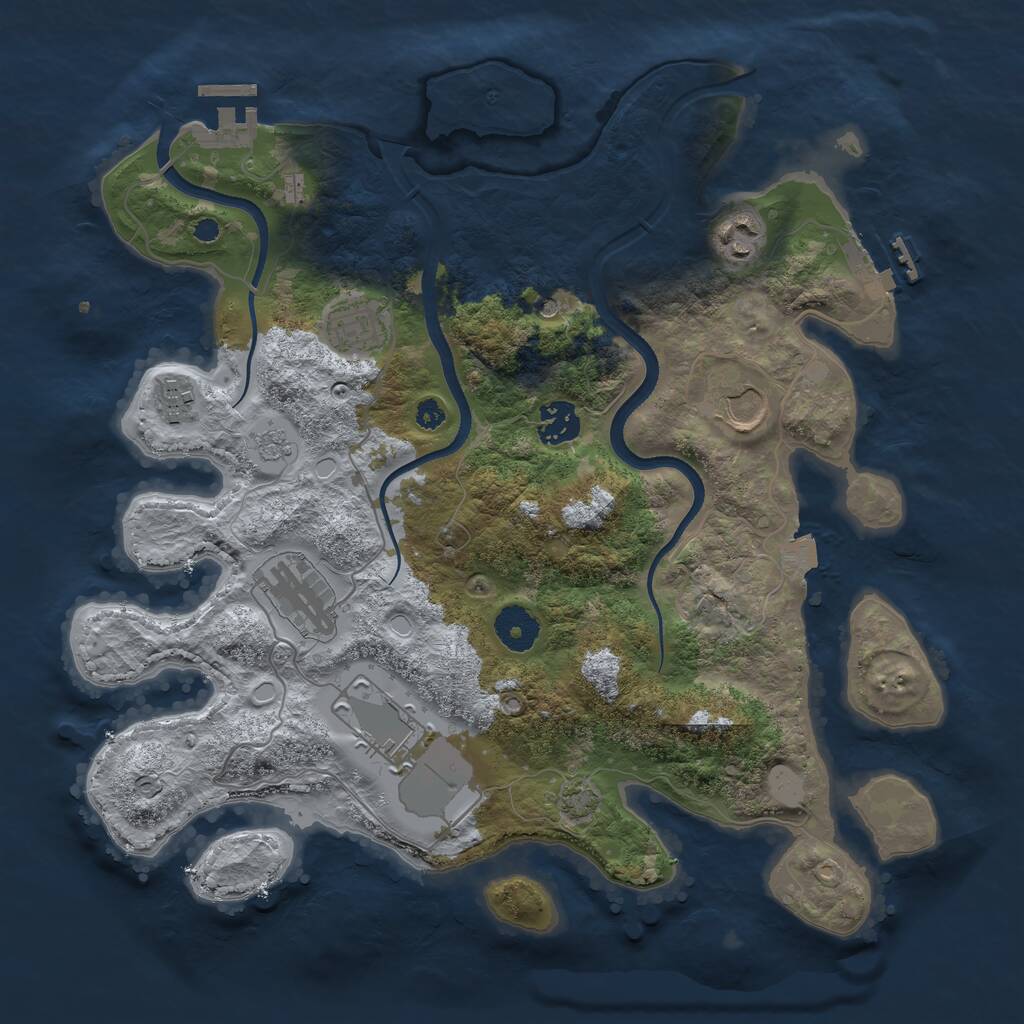 Rust Map: Procedural Map, Size: 3500, Seed: 945836315, 13 Monuments