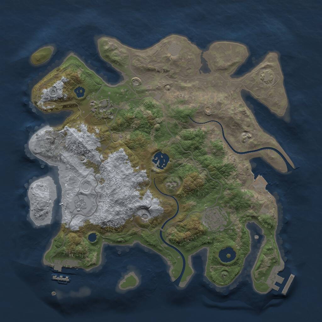 Rust Map: Procedural Map, Size: 3000, Seed: 1671945351, 9 Monuments
