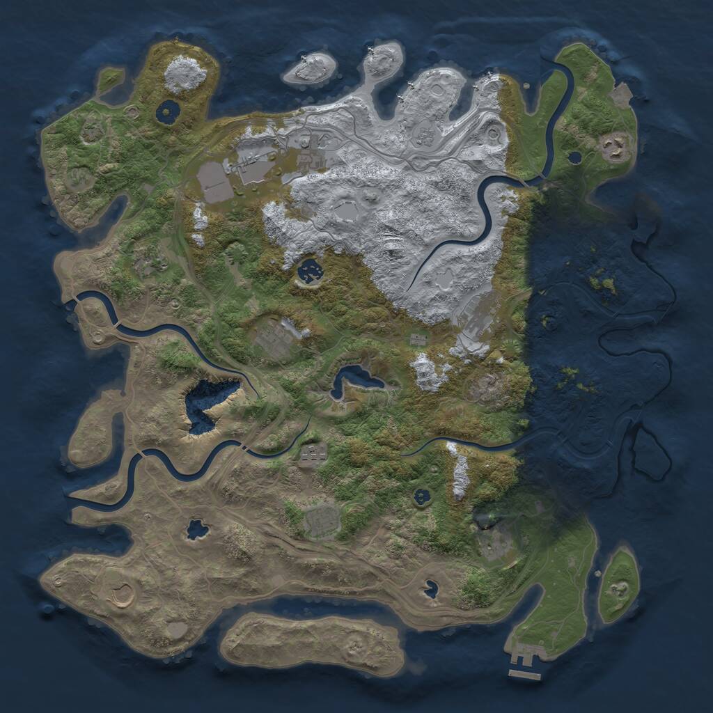 Rust Map: Procedural Map, Size: 4500, Seed: 1303456, 16 Monuments