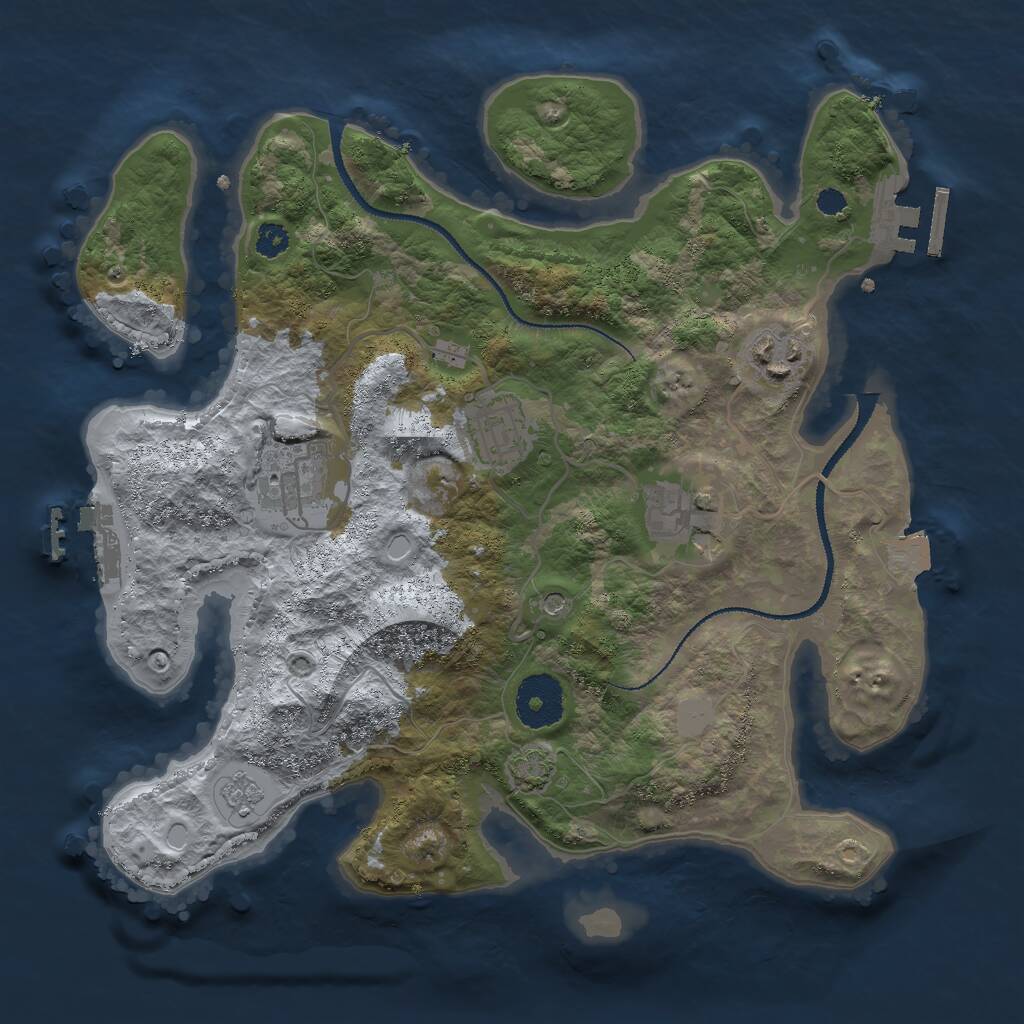 Rust Map: Procedural Map, Size: 3000, Seed: 9876432, 10 Monuments