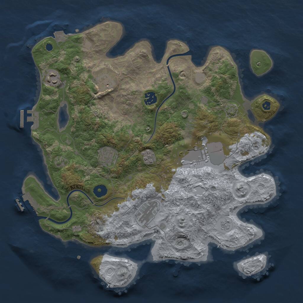 Rust Map: Procedural Map, Size: 3500, Seed: 624926244, 13 Monuments