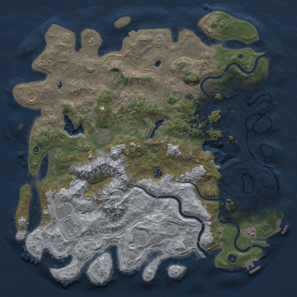Rust Map: Procedural Map, Size: 5000, Seed: 250306, 16 Monuments