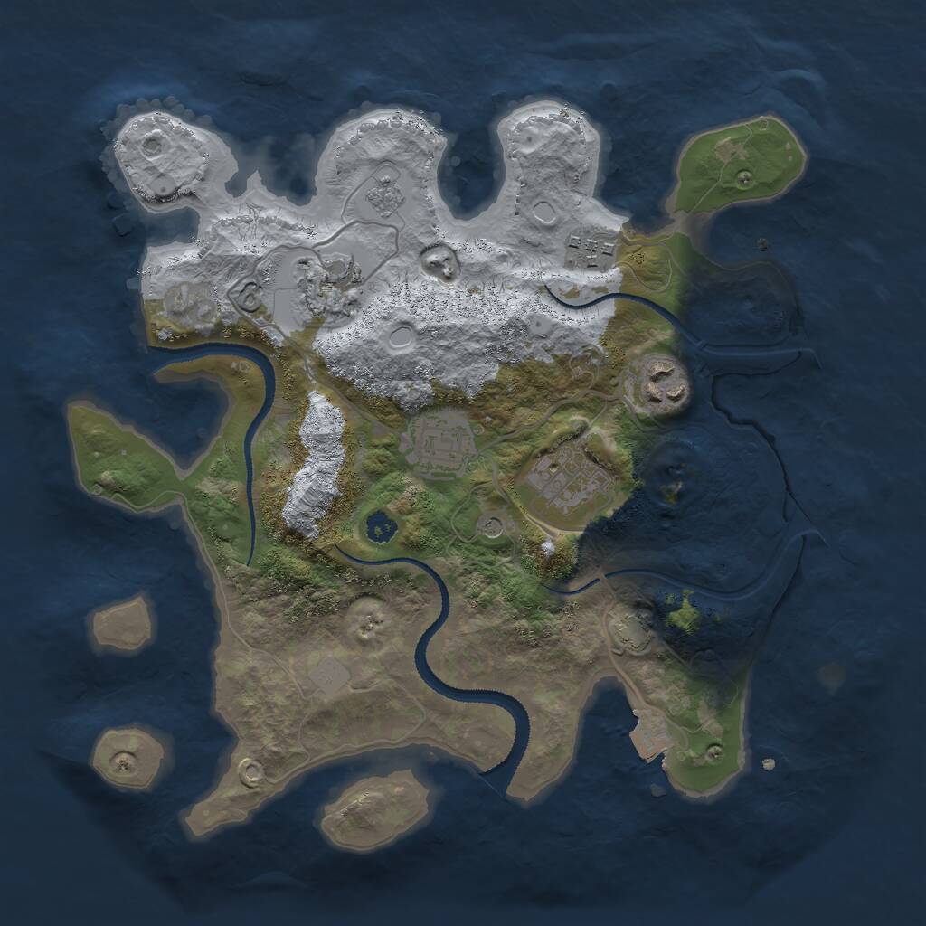 Rust Map: Procedural Map, Size: 3000, Seed: 58563, 9 Monuments