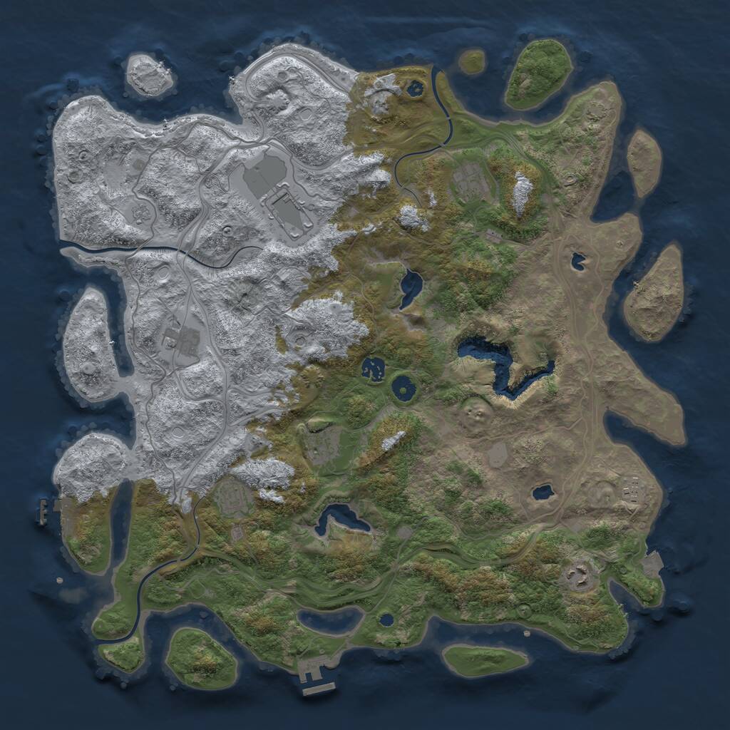 Rust Map: Procedural Map, Size: 4500, Seed: 669090137, 14 Monuments