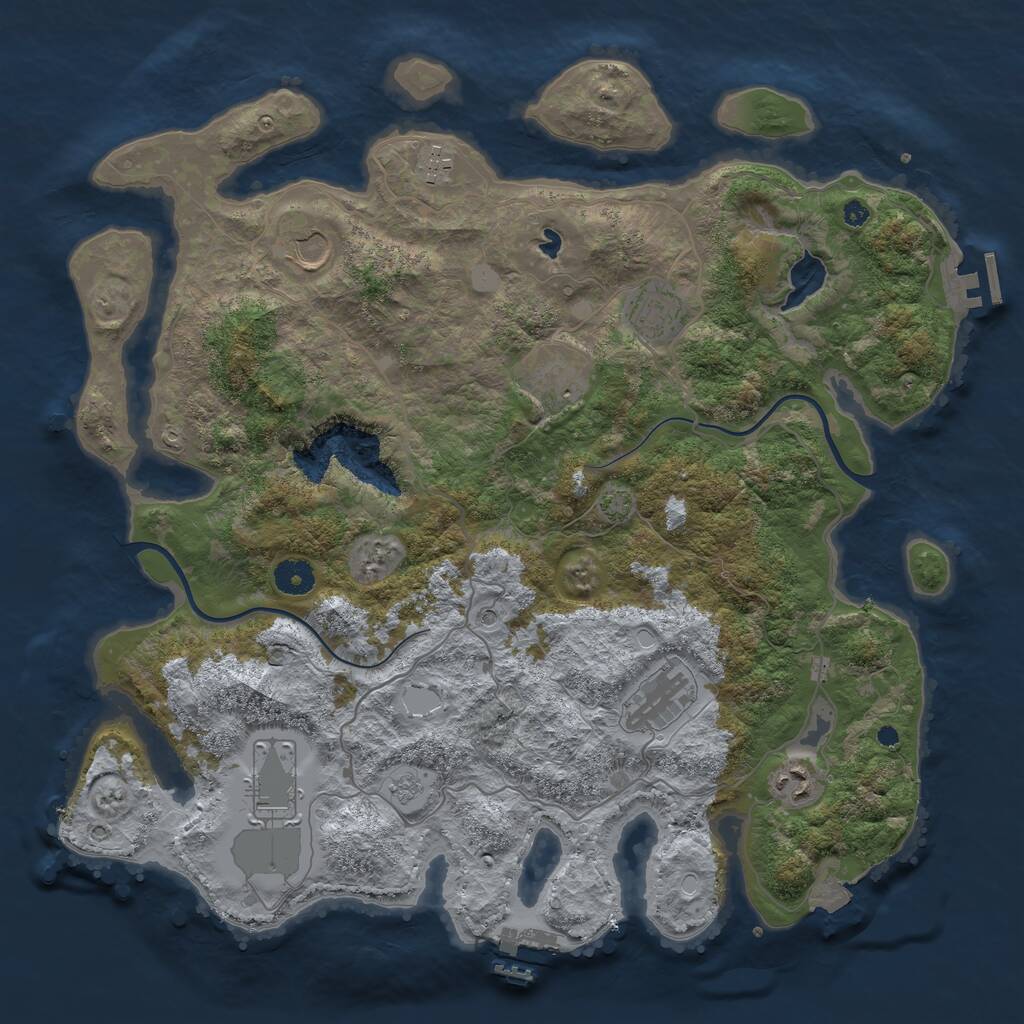 Rust Map: Procedural Map, Size: 4000, Seed: 883767994, 13 Monuments