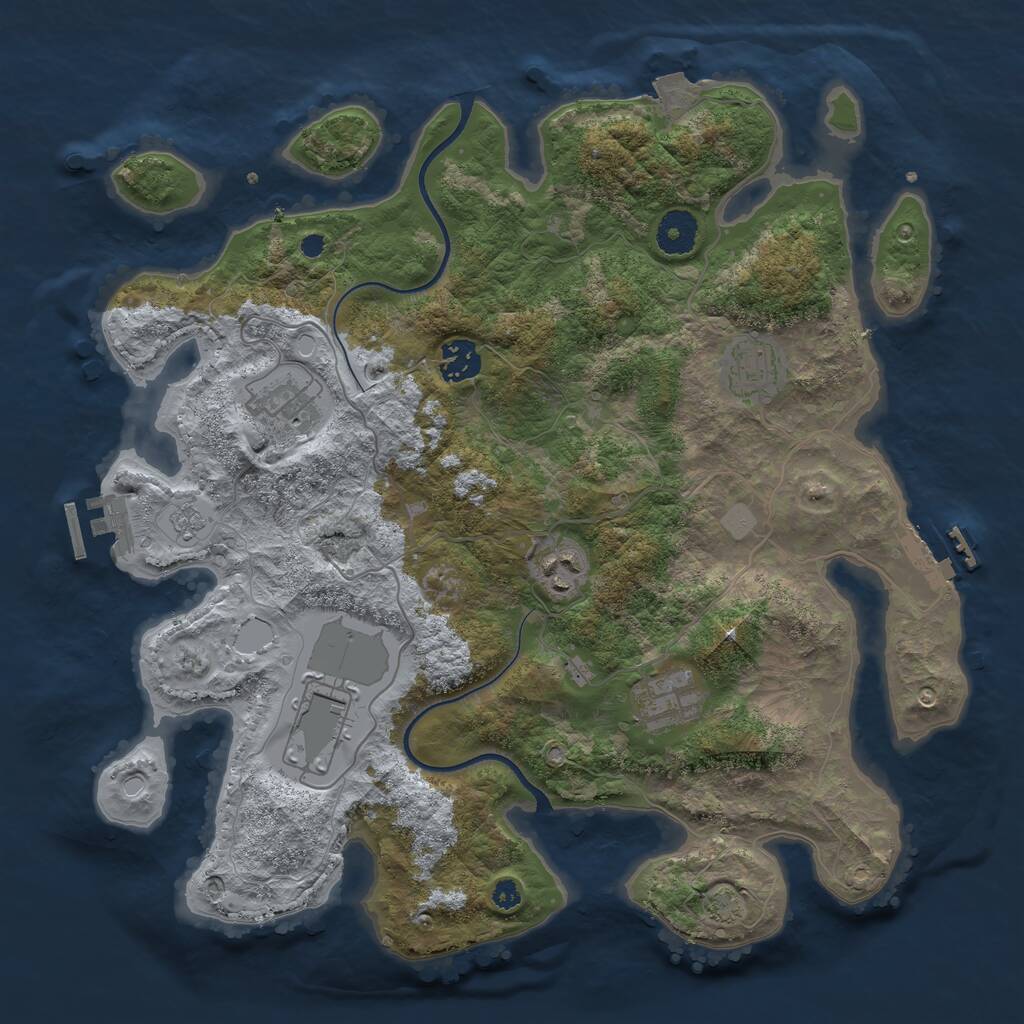 Rust Map: Procedural Map, Size: 3600, Seed: 11103, 11 Monuments