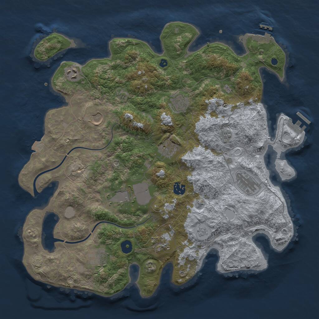 Rust Map: Procedural Map, Size: 3850, Seed: 1761889578, 16 Monuments