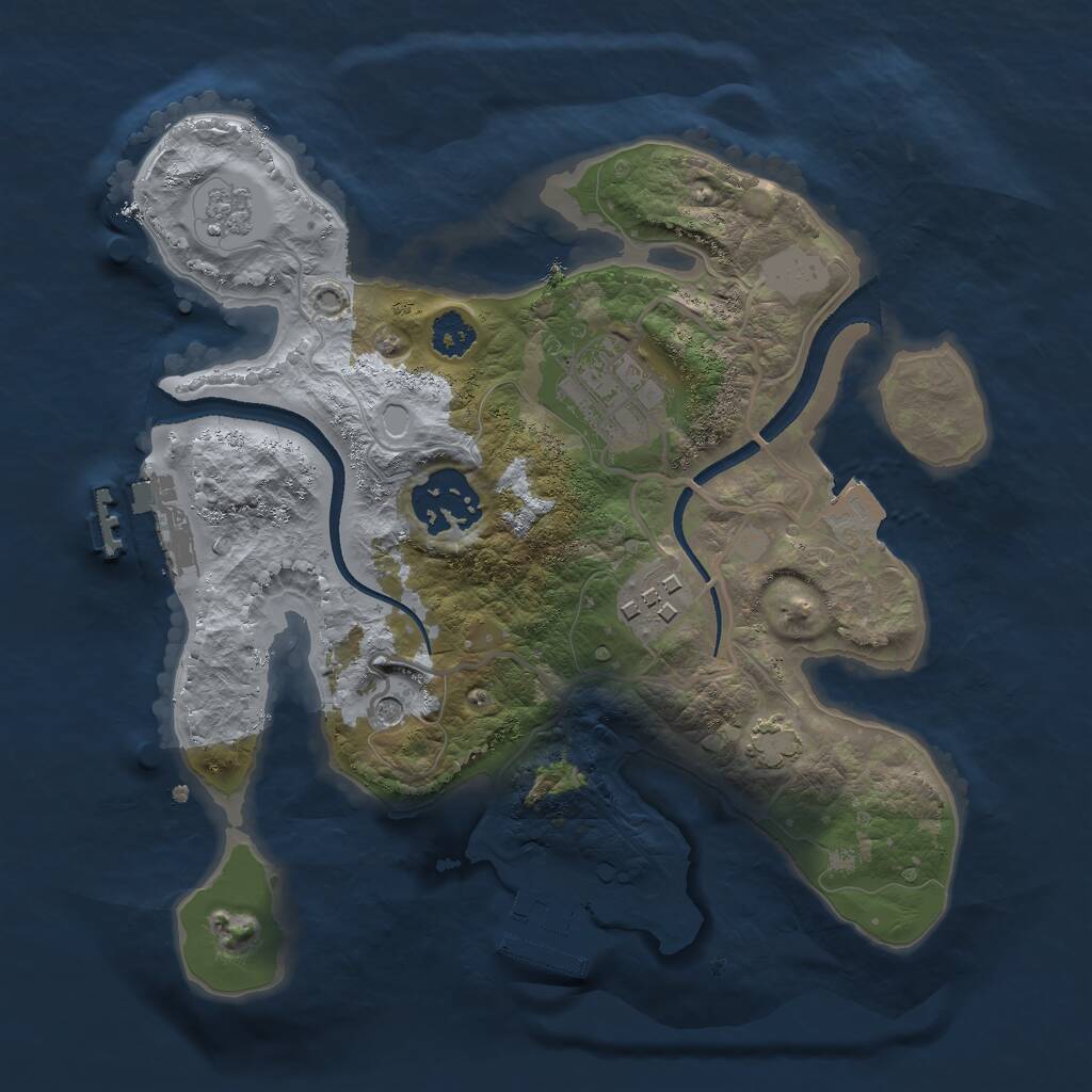 Rust Map: Procedural Map, Size: 2500, Seed: 2064682999, 9 Monuments