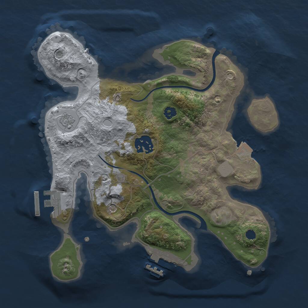 Rust Map: Procedural Map, Size: 2500, Seed: 2064682999, 6 Monuments