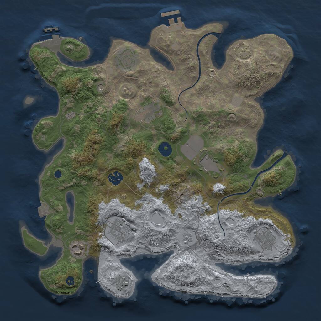 Rust Map: Procedural Map, Size: 3500, Seed: 779164662, 14 Monuments
