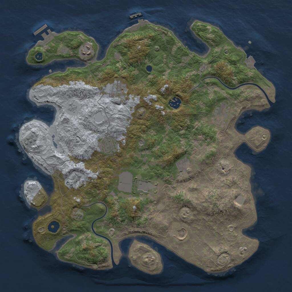 Rust Map: Procedural Map, Size: 3800, Seed: 596288331, 16 Monuments